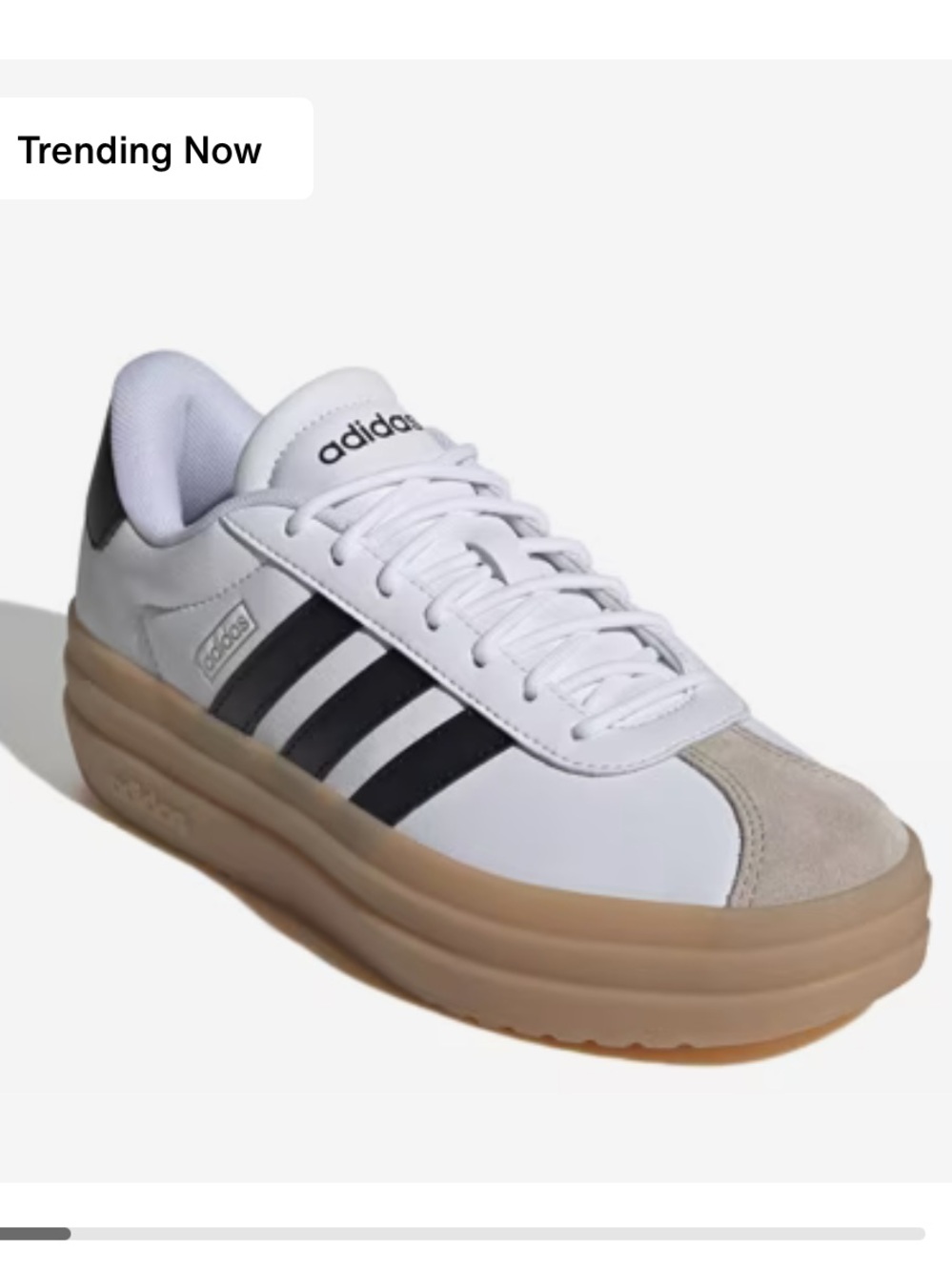 Adidas White, Black & Beige Platform Court Shoe